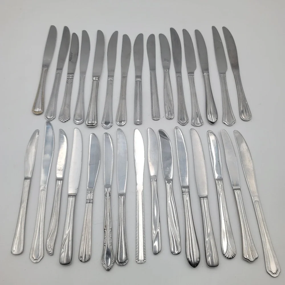30 Piece Mixed Mismatched Dinner Knives Stainless Flatware Crafts Garden Art